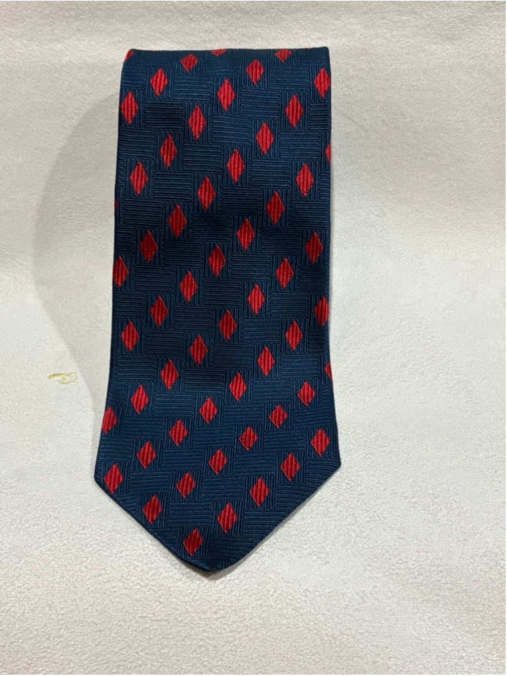Men's Bugatti Navy Red Diamond Pattern Silk Tie One Size
